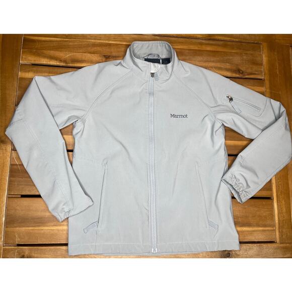 Marmot Jacket Boys Large Gray Full Zip Hiking Outdoors Fleece Shell Windbreaker
